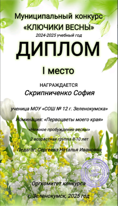 Муниципальный конкурс &amp;quot;Ключики весны &amp;quot;.